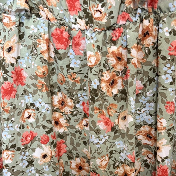 SHEIN Curve Boho Cottagecore Sage Green Floral Ruffle Maxi Dress size 2XL - Picture 6 of 11